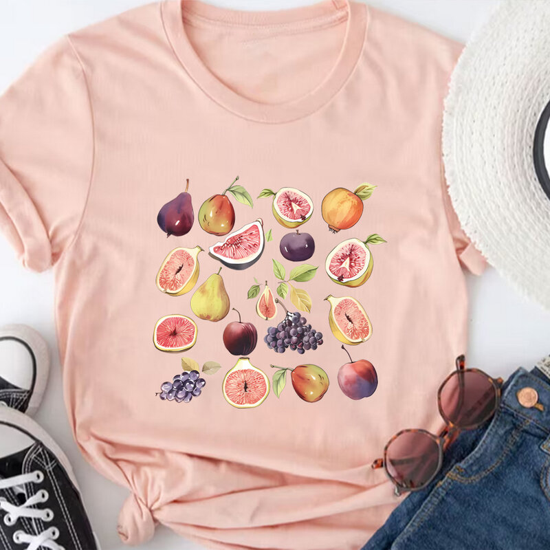 Fig Shirt Fruit Graphic Shirt Women Fig Shirts Vintage Fruit Tee Aesthetic Trendy Short Sleeved Top Retro Shirts for Women