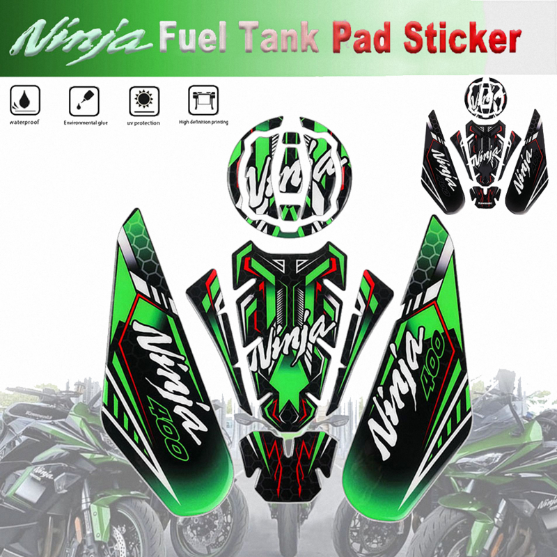 Untuk Ninja 3D stiker bantalan tangki sepeda motor penutup bahan bakar Fueltank pelindung bensin stiker pegangan Kawasaki Ninja400 Ninja650 650 400