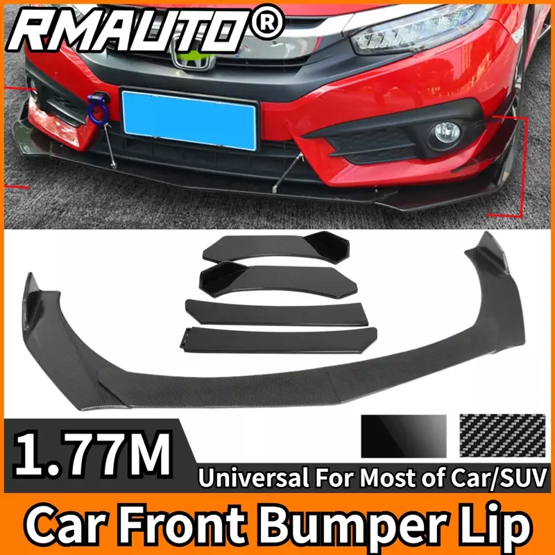 Carbon Fiber Front Bumper Lip, Difusor Divisor Universal, Body Kit para Kia, Subaru, Honda, Toyota, BMW, Benz, 4Pcs