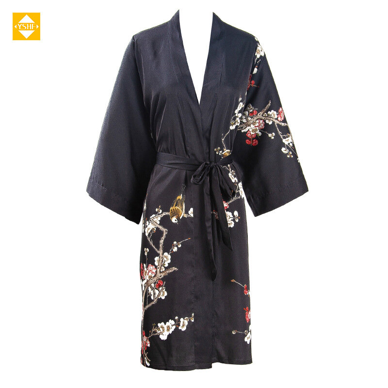 Penjualan langsung pabrik gaun malam rumah wanita kimono sutra manis gaun sejuk nyaman musim panas dapat dipesan