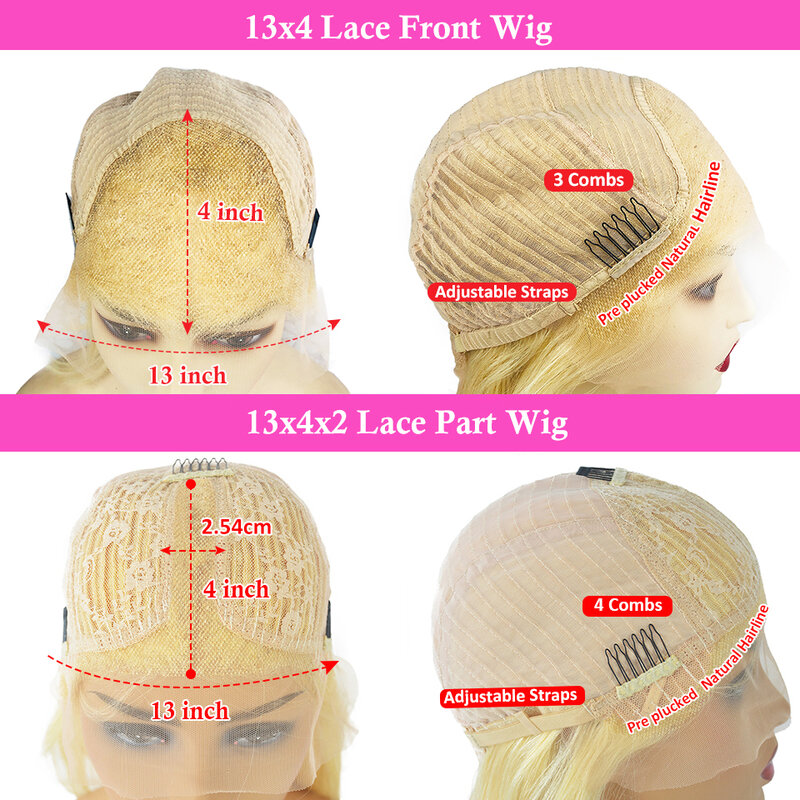 Light Pink Colored Lace Frontal Wig Short Straight Bob Brazilian Remy Human Hair Wigs For Women HD Transparent Lace Frontal Wig
