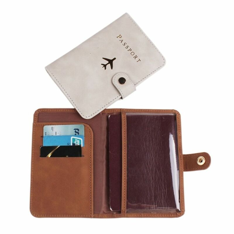 กระเป๋าใส่นามบัตรหนัง PU ฝาปิดป้องกันหนัง PU สำหรับใส่หนังสือเดินทางเคสใส่บัตรซองใส่หนังสือเดินทางอุปกรณ์เดินทาง