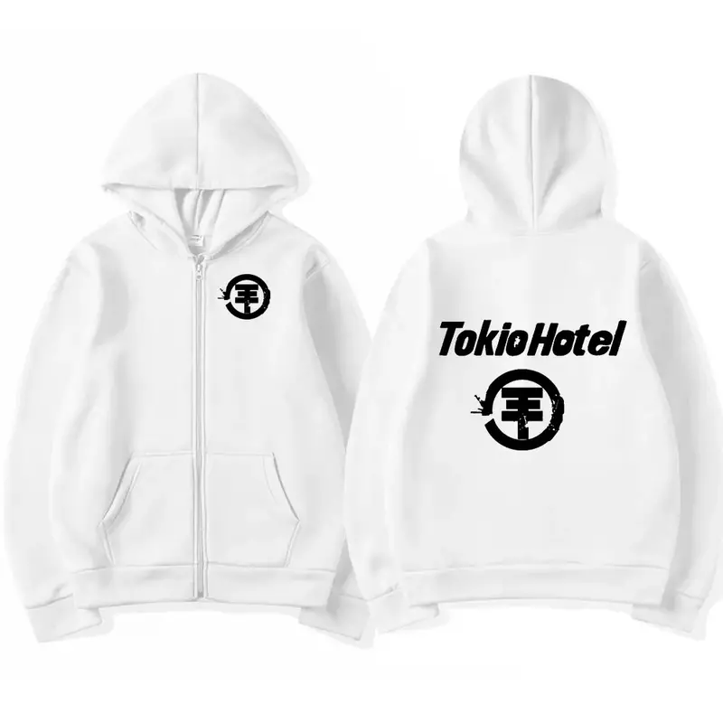 Rock Band Tokio Hotel Logo Zipper Hoodies Men's Clothing Autumn Winter Zip Up Hooded Sweatshirts Vintage Punk Gothic Hoodie Coat