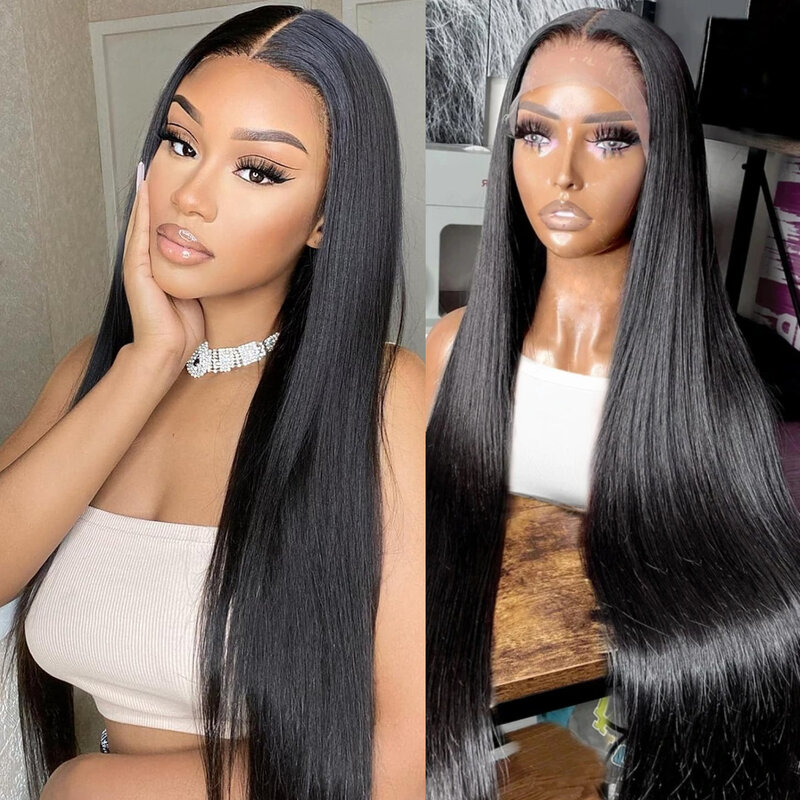 40 Inch 13x6 HD Lace Frontal Wig Straight Human Hair Wigs For Women PrePlucked Transparent 13x4 Lace Lace Frontal Human Hair Wig