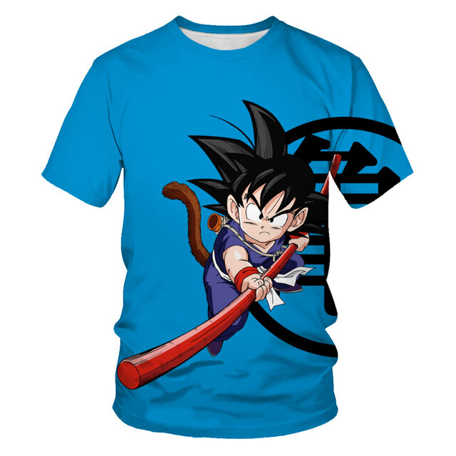 Camiseta de anime Dragon Ball Z masculina, roupas Goku, tops de manga curta, camisetas casuais para meninos, roupas infantis