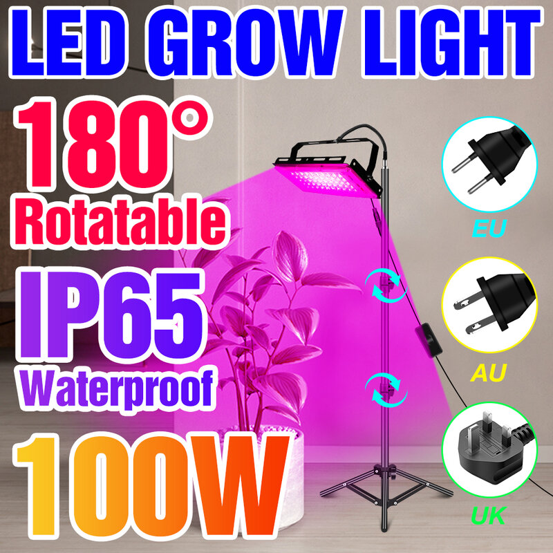 220V LED Grow Light Full Spectrum Hydroponic Phyto Growth Light Seeds Of Indoor Flowers Grow Tent For Seedlings IP65 Waterproof