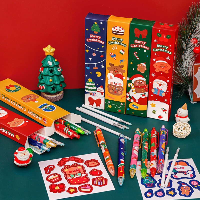 Рождественская искусственная гелевая ручка, творческая мультяшная ручка для подписи, выдвижная ручка для письма, студенческие канцелярские товары, рождественские подарки