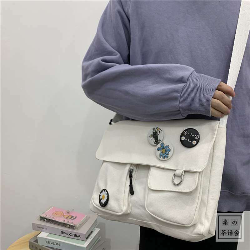 여성용 귀여운 캔버스 가방, 와일드 학생 핸드백, 숄더백, 일본 하라주쿠 대각선 크로스바디 백, 소녀 파우치, Bolsas