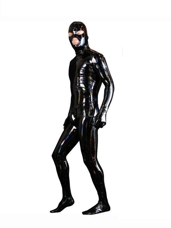 Cosplay masculino maid macacão couro do plutônio brilhante pvc catsuit laser molhado olhar alto elástico corpo inteiro bodysuit shapers corpo bodystocking