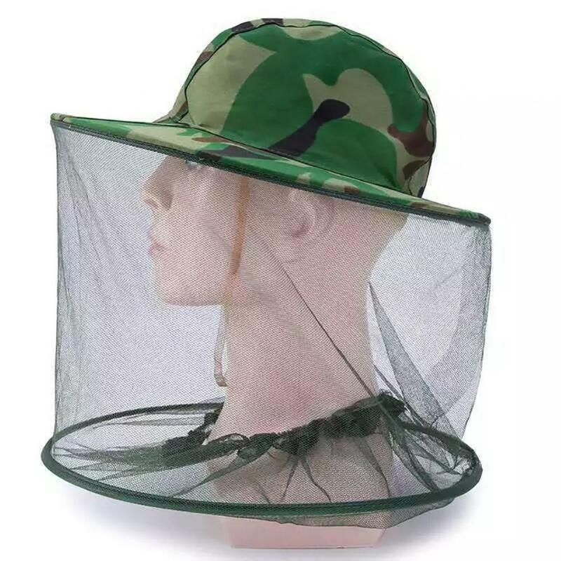 Cappello da pesca con copertura solare Camouflage Anti-ape insetto cappello Anti-zanzara cappello Anti-insetto cappello da pesca in rete cappello da trekking all'aperto