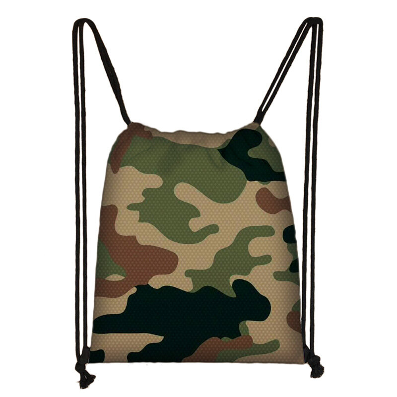 Bolso de poliéster camuflagem vento engrossado ombro bolso viagem ao ar livre cordão saco logotipo personalizado worek plecak sznurek sacos
