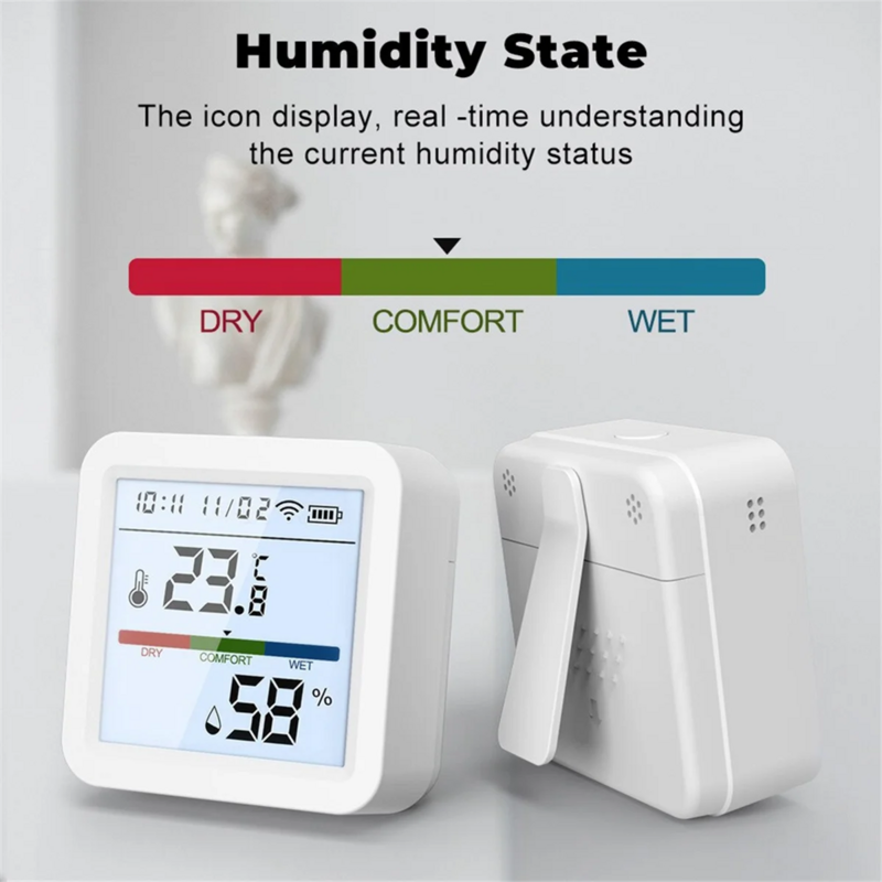 Sensor de temperatura y humedad con WiFi, higrómetro con retroiluminación, termómetro, compatible con Alexa y Google Home, Tuya Smart Life