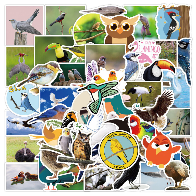10/30/50 sztuk Cartoon ptak naklejki zwierząt Graffiti iPad kask bagażowy samochód DIY naklejka ścienna zabawki wodoodporna dekoracja hurtowa