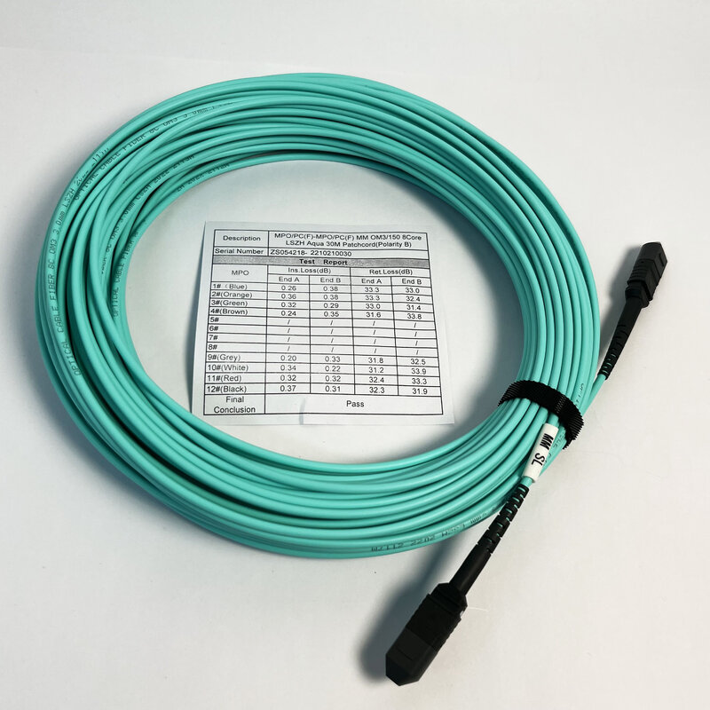3-30meters MPO Fiber Patch Cable AOC OM3 8 Cords Famale Type B MM 50/125 3mm for 40G/ 56G/ 100G Optical Module