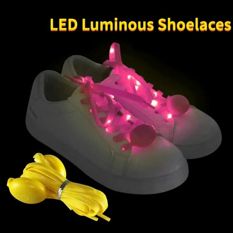 New LED Luminous Shoelaces 1pair 120cm Glow Shoe Round Flash Light Battery Shoe Lace Casual Sneaker Accessories Party Decoration