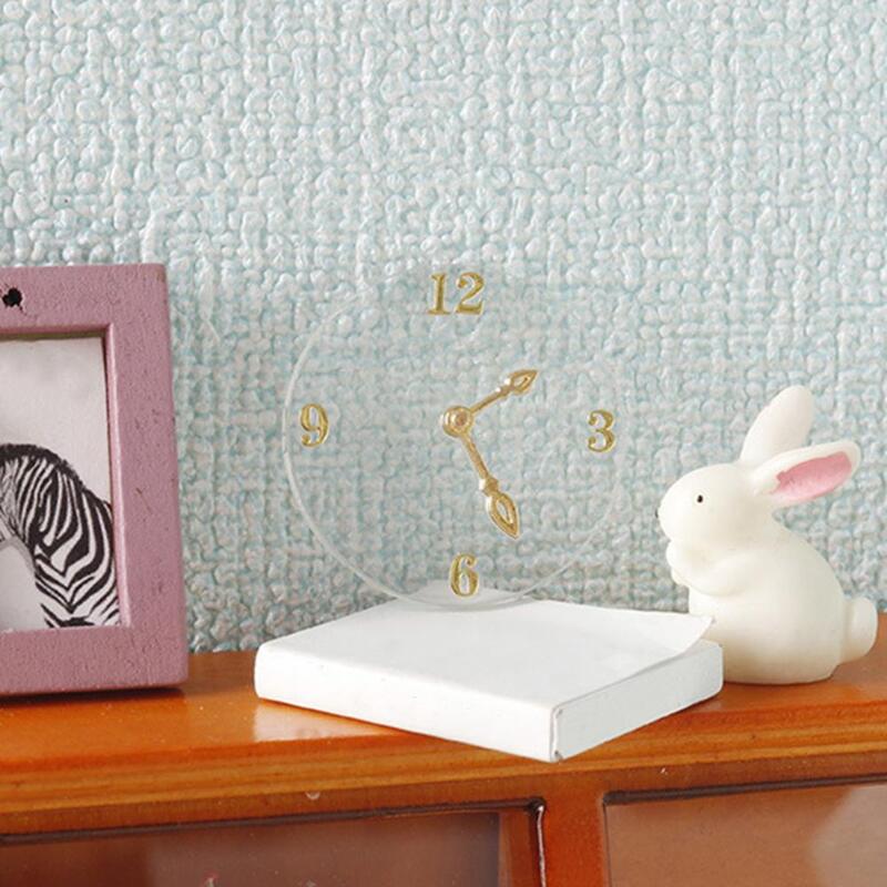 Relógio de parede realista para Dollhouse, Mobiliário modelo em miniatura, Móveis de brinquedo para brincar, Decoração, 1, 12