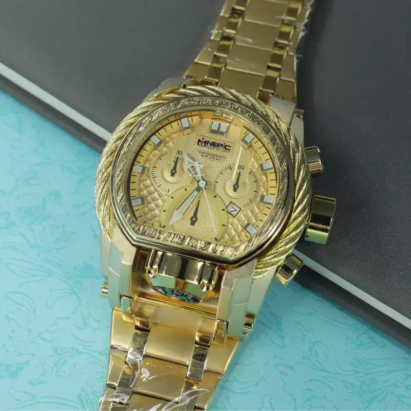 Niepokonany zegarek męski inwicto z rezerwą Zeus chronograf kwarcowy ze stali nierdzewnej niezwyciężony zegarek męski z krzemionką Relógio Masculino