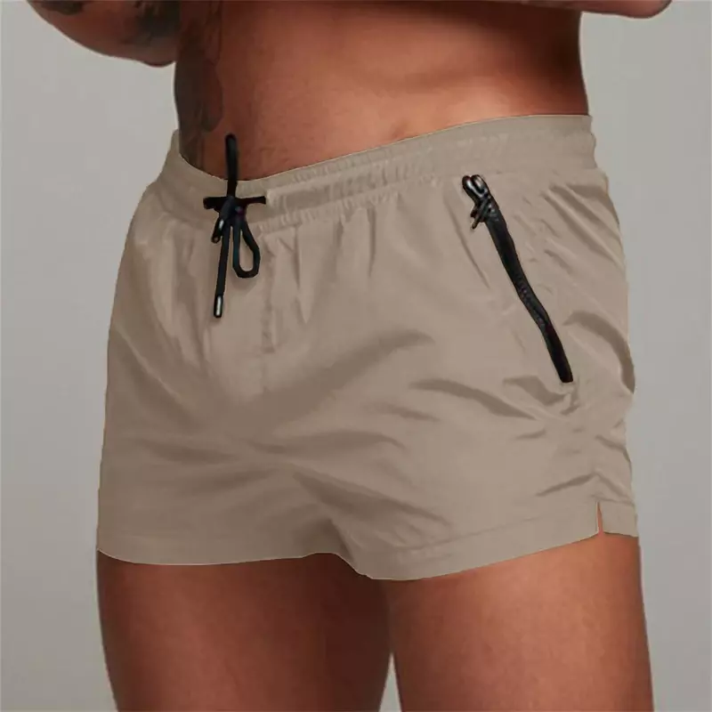 Heren Short Outdoor Hardloopzak Met Trekkoord Ontwerp Elastische Taille Effen Kleur Comfortabele Katoenmix Shorts
