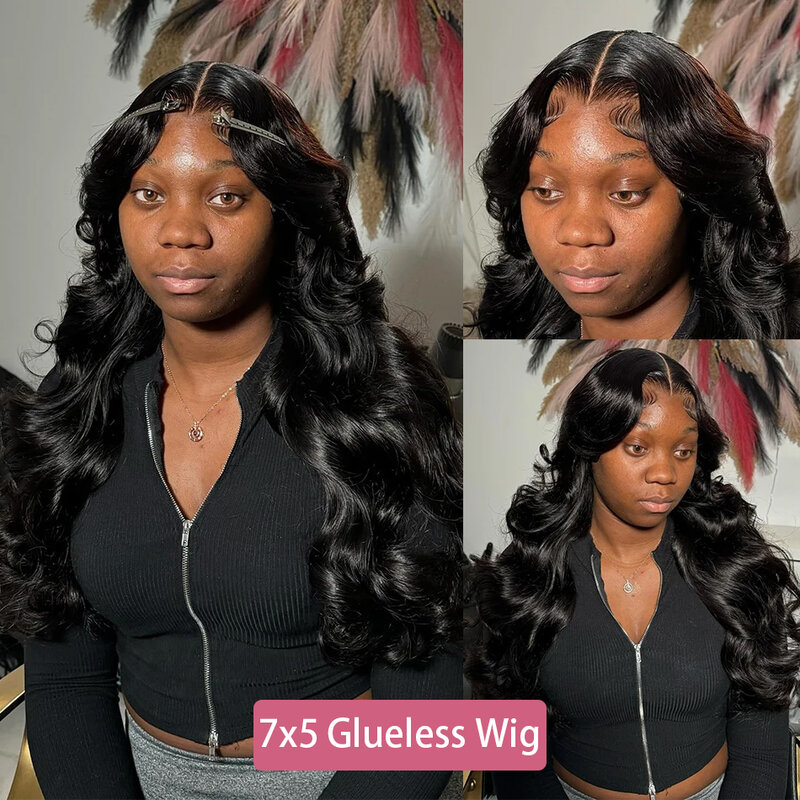 Transparent 13x4 7x5 Lace Front Human Hair Wigs Body Wave Pre Plucked Brazilian Body Wave Human Hair Wigs Pre Cut Lace For Women
