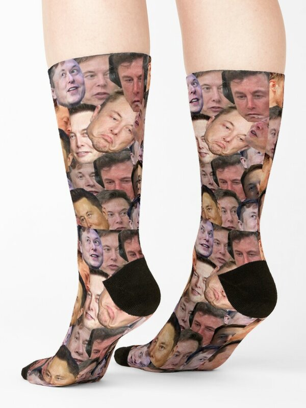 Elon Musk Collage calze calze a compressione con stampa calze donna di lusso da uomo