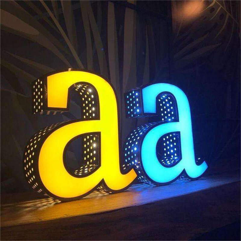 Punching Custom Sign Metal Side Frontlit Lettering Advertising Board Company Store Signs Business LED Logo Sign