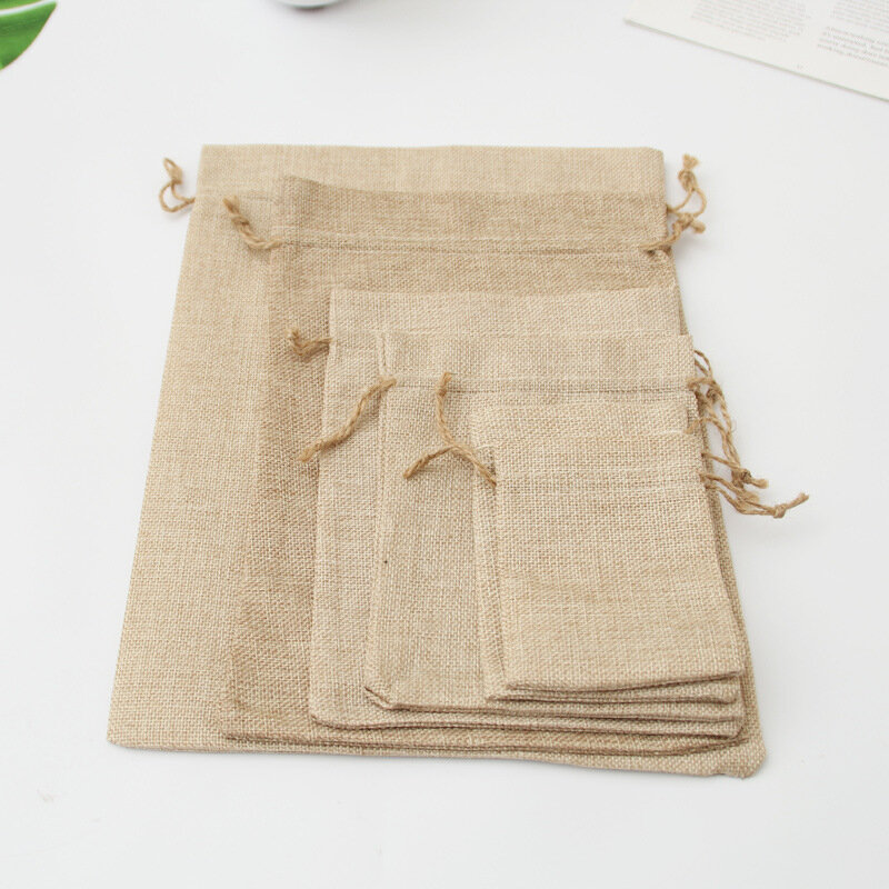 1pc Burlap Linen Drawstring Bag Jute Gift Bag Jewelry Packaging Organizer Storage Bag Party Favor Party Candy Bags
