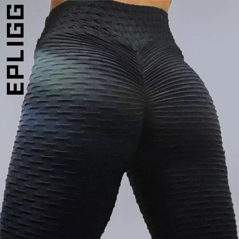 Eplig-Sexy cintura alta Leggings treino das mulheres, Push Up Leggings, Preto, Anti celulite, Fitness Run