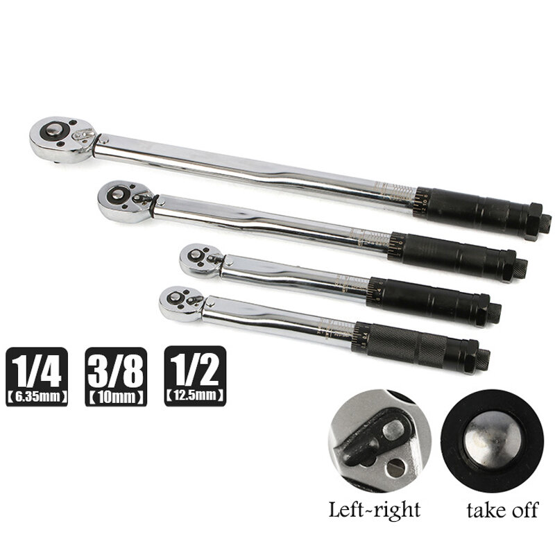 Torque Wrench 1/4'' 3/8'' 1/2'' Square Drive Spanner Two-Way Precise Ratchet Wrench Repair Spanner Key Hand Tools 2-210N.m