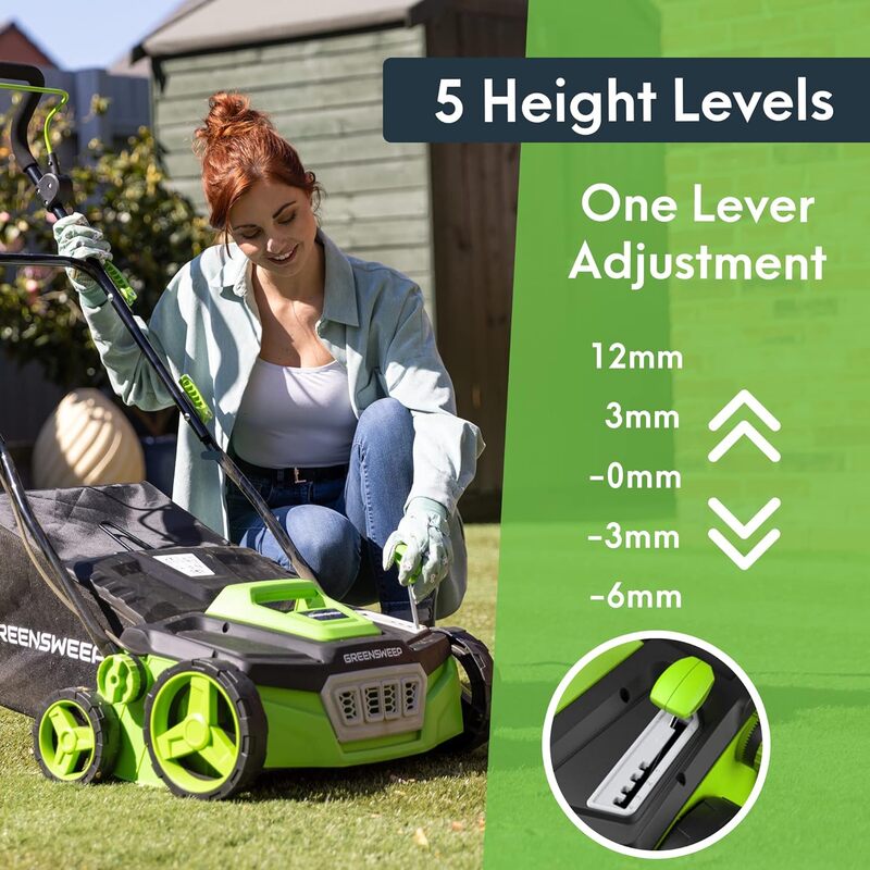 GreenSweep V2-인공 잔디 전기 스위퍼 갈퀴 진공 수집 가방, 높이 5 조절 가능, 접이식 손잡이, 45L, 미국 | 신제품