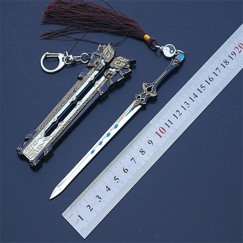 Dinastia Han antiga chinesa Alloy Sword, abridor de cartas, arma pendente, pode ser usada para RPG, 22cm