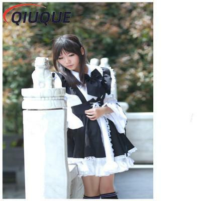 Vestido de avental preto e branco Lolita para homens e mulheres, Maid Outfit, vestidos longos, Traje Cosplay Cafe, Anime