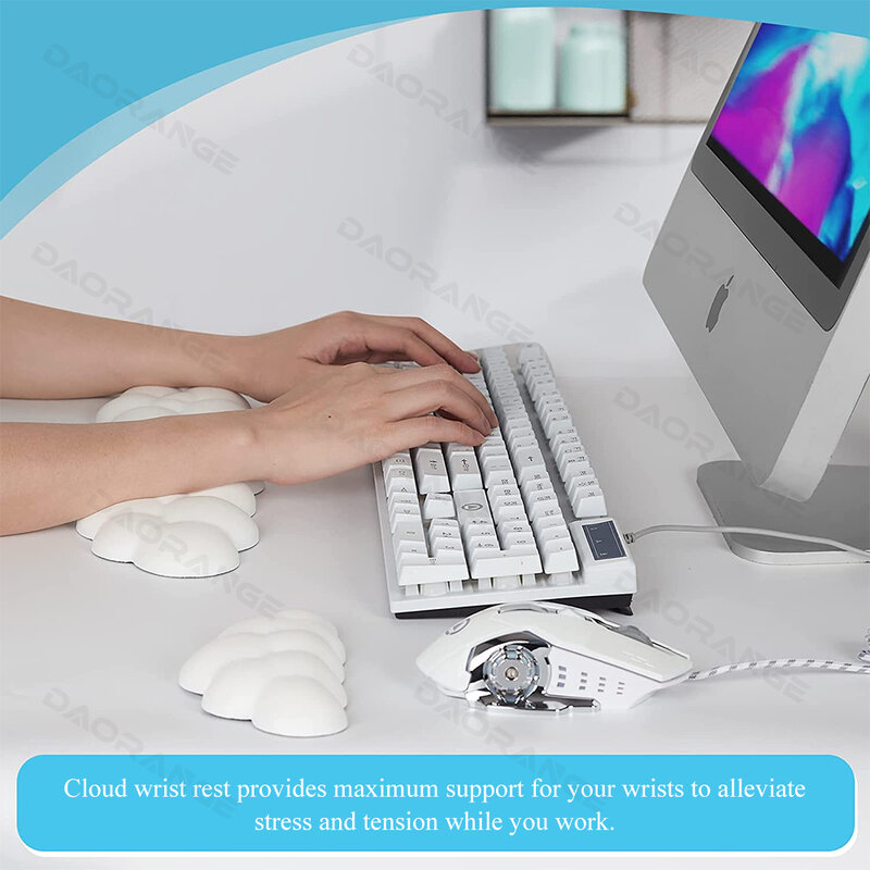 Tastiera morbida poggiapolsi Cloud tappetino da scrivania in gomma antiscivolo tappetino per Mouse ergonomico tappetino per Mouse da ufficio accessori per il supporto del braccialetto del tappeto