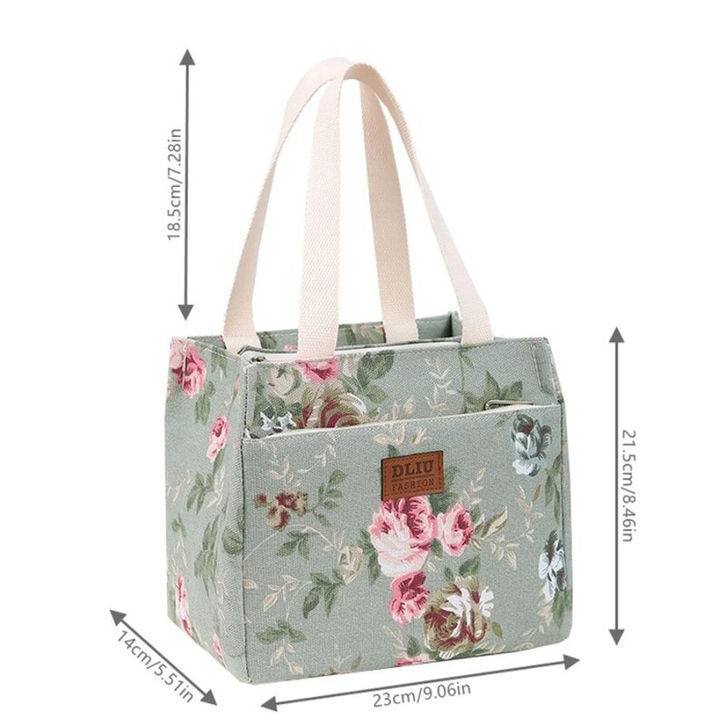 Borsa da pranzo con stampa floreale di grande capacità nuova borsa termica impermeabile borsa da pranzo borsa da donna