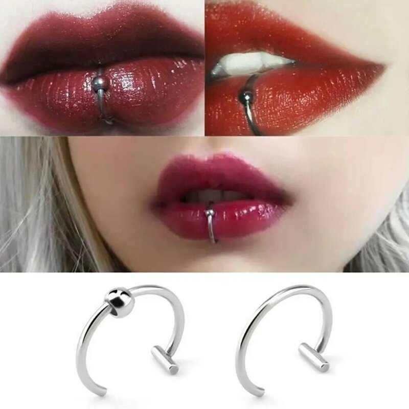 1PC Stainless Steel Fake Nose Ring Fashion Hip Hop Non-Pierced C Clip Lip Ring Hoop Septum Rings