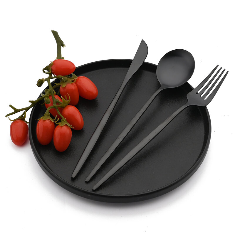 6/30Pcs สีดำ Set Peralatan Makan มีดสแตนเลส Flatware เครื่องใช้สำหรับโต๊ะอาหารที่ใช้ในครัวชุดงานปาร์ตี้ซัพพลาย