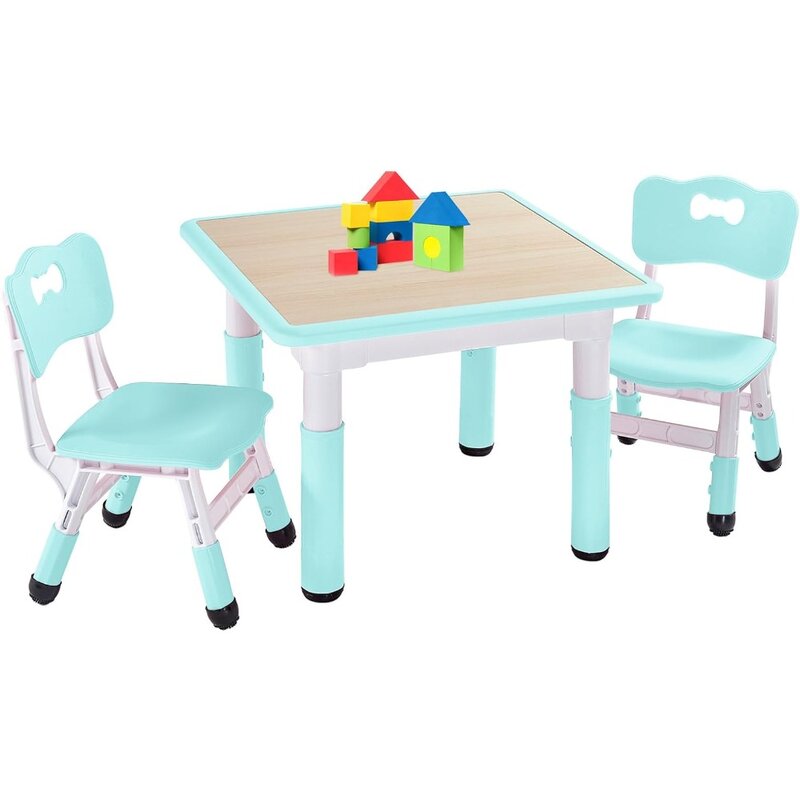 Set tavolo e 2 sedie per bambini cestino per aule tavolo e sedia per bambini regolabili in altezza per bambini dai 3 agli 8 anni