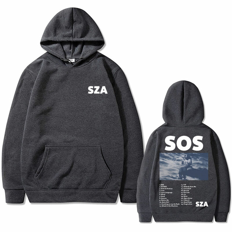 Sared SZA-Sweat à capuche imprimé graphique SOS pour hommes et femmes, sweat-shirt hip hop, streetwear masculin vintage, sweats à capuche unisexes Smile