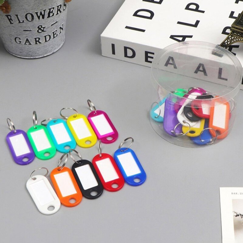 30pcs Colorful Plastic Keychain Key Tags Label Numbered Name Baggage Tag ID Label Name Tags With Split Ring