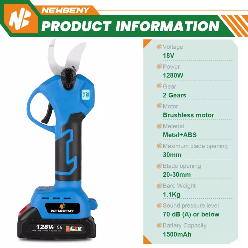 Brushless Electric Pruner Shear 2 Gears Cordless Rechargeable Tree Branches Electric Pruning Garden Tool For Makita 18V Battery