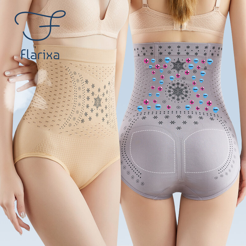 ملابس داخلية نسائية للتنحيف عالية الخصر من Flarixa ملابس داخلية نسائية تحكم في البطن بالبطن بدون خياطة ملابس داخلية مفرغة لحرق الدهون