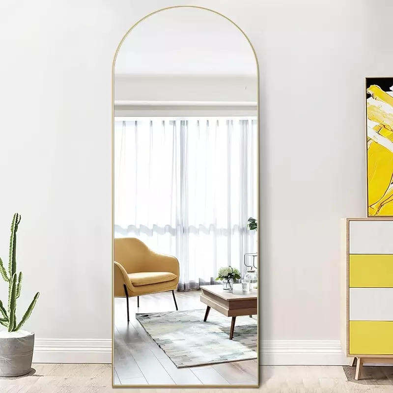 Ganzkörper spiegel gewölbter schiefer Spiegel mit Stand-Gold fracht frei Körper Wohnzimmer möbel nach Hause