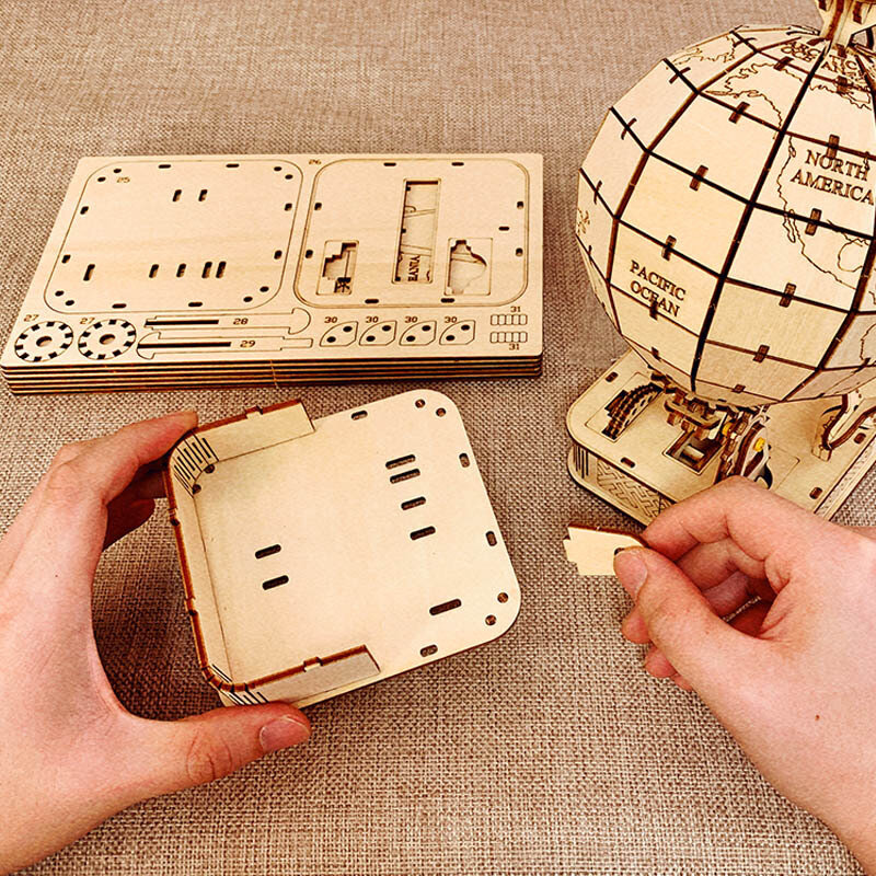 1/2/5 pcs 3d Holz puzzle Bastel set kinetische Globus Puzzle Bau Roboter DIY Kit Home Dekoration Geschenke für Erwachsene und Kinder
