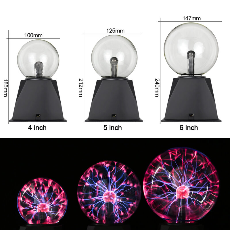 Nouveauté boule de Plasma magique lumière 220V LED veilleuse 4/5/6 pouces boule de Plasma lampe tactile noël veilleuse enfants décor cadeau