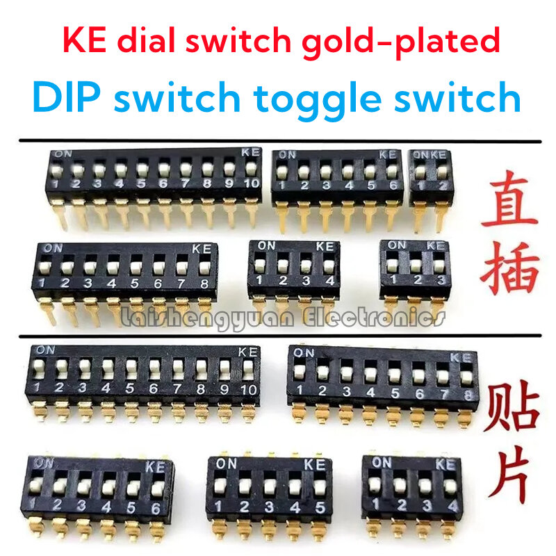 Ke-Gold-Plated Dial Switch, Alternar Código Switch, Dial Flat, desconexão direta, SMT Original, 1 bit, 2 bit, 3 bit, 4 bit, 5 bit, 6 bit, bocado 8, bocado 10, 2.54mm