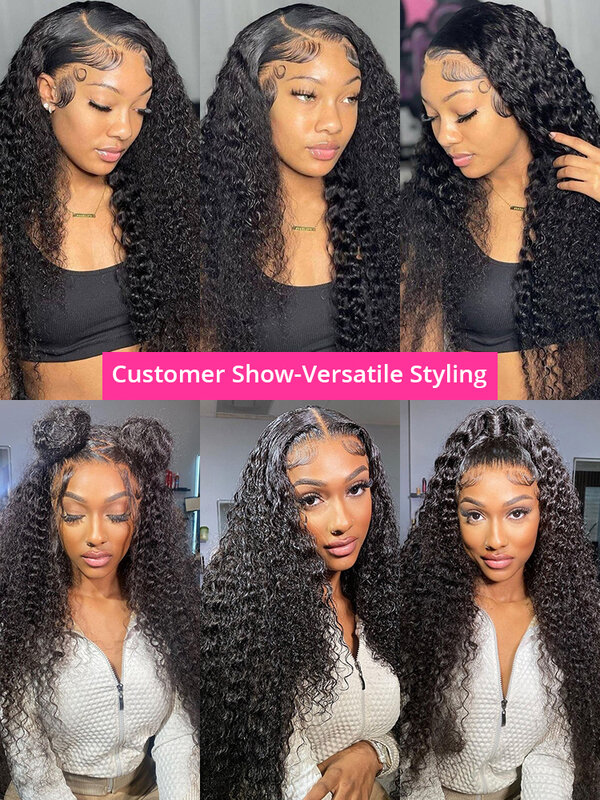 Curly Human Hair Wigs 40Inch 13x6 HD Lace Frontal Wigs For Women Water Wave Transparent 360 Glueless Full Lace Wig Pre Plucked