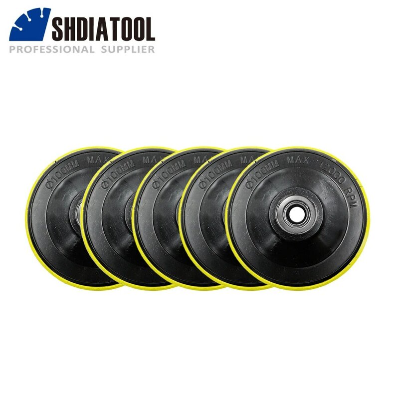 Shdiatool m14 ou 5/8-11 diâmetro 100mm/125mm espuma plástico suporte para almofadas de polimento lixar disco backer