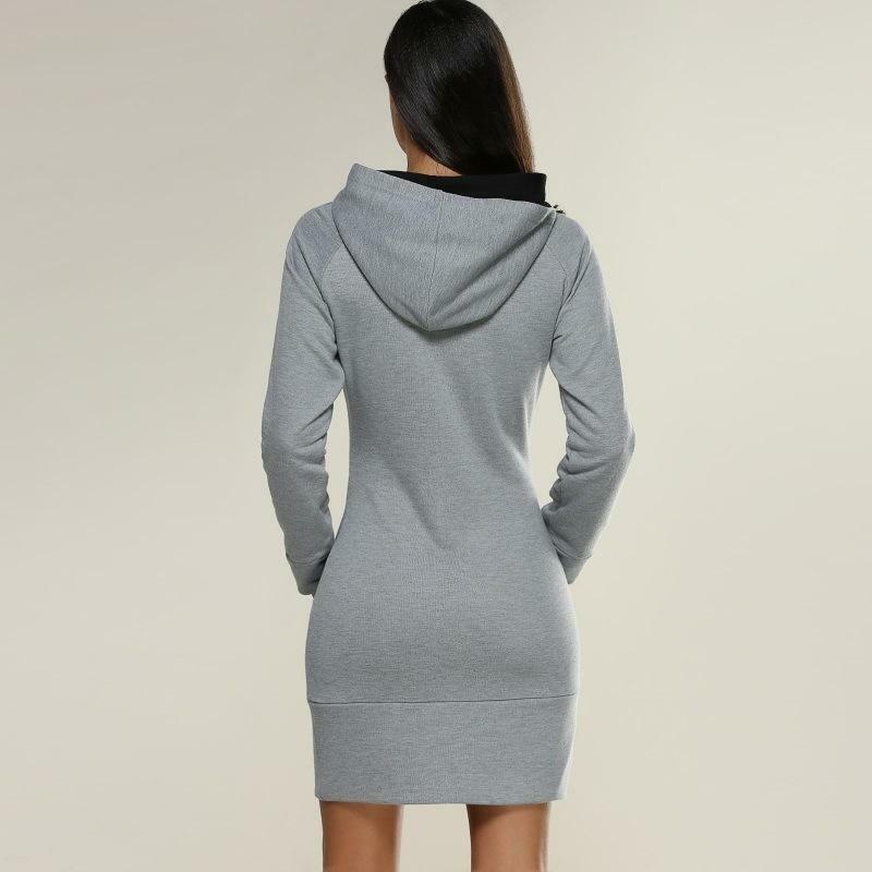 Slim Type Dress Popular Hoodie Hooded High Collar Women Long Sleeve Sweater