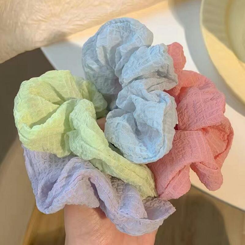 Hair Rope Sweet Refreshing Puffy Stretch Hair Scrunchy Solid Color Girls Hair Band Ponytail Holder For Daily Life