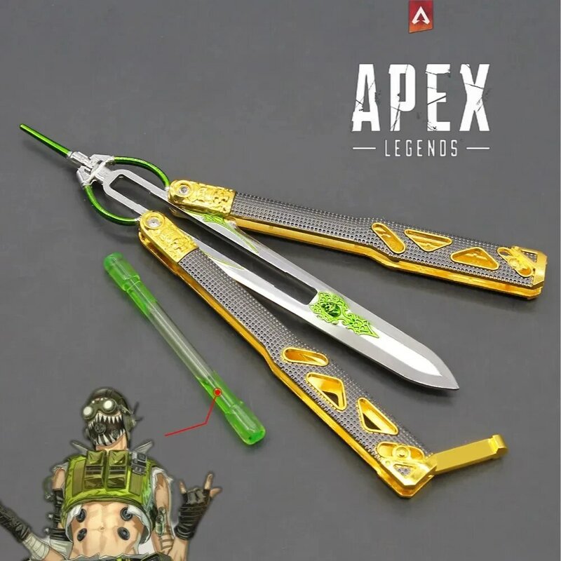 Apex Legends cuchillo de mariposa de Heirloom Octane, modelo de arma de juego Katana, abridor de Leeter, inyector de Stim líquido