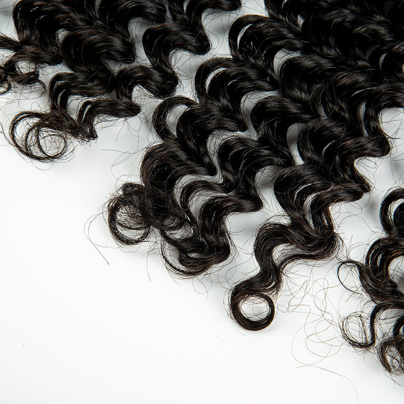 Bulk Deep Wave Hair Extensions for Women, Curly Virgin Hair, Black Weaving, Hair Salon Supply, 16-28 em
